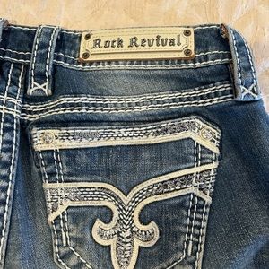 Rock Revival Denim Capri Jeans with Factory Lace Distressing